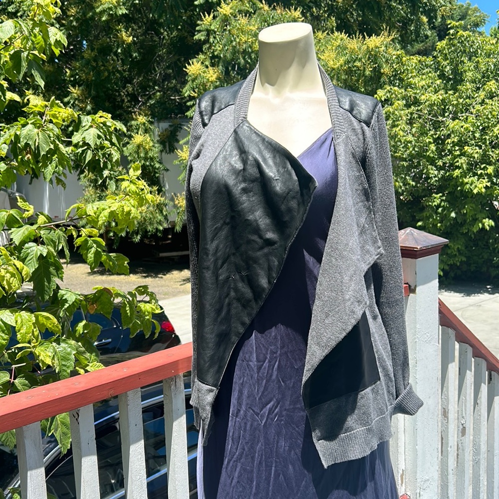 Knit and Leather Cotton and Cashmere Blend Jacket